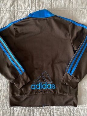 Adidas Kids Black Blue Embroidered Lightweight Jacket 4 Boys Girls Sporty Retro